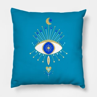 Blue and gold mystical eye Pillow