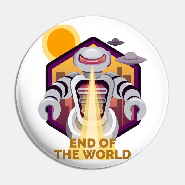 Retro Killer robot end of the world Pin by inkonfiremx