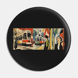 The Art of Trams - Soviet Realism Style #002 - Mugs For Transit Lovers Pin