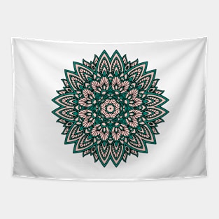 Mandala emerald and caramel Tapestry