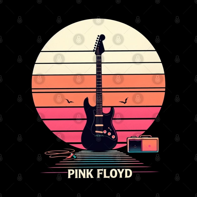 Pink Floyd Retro Guitar and Moon by DarkWave