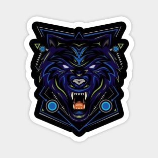 head wolf illustration with dark style Magnet