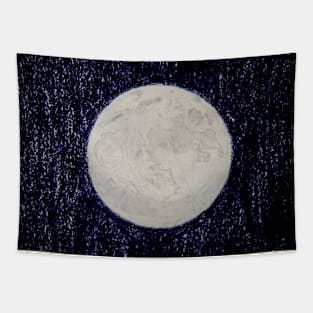 Full Moon in the Night Sky Drawing Tapestry