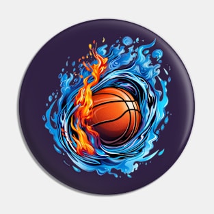 Abstract Burning Basketball Ball Pin