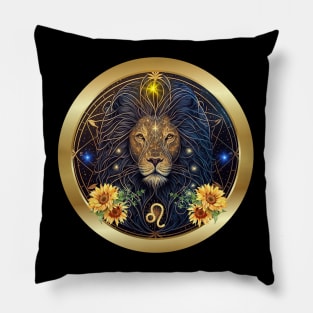 Leo the Lion in all his Magnificent Glory amid the Galaxy Pillow