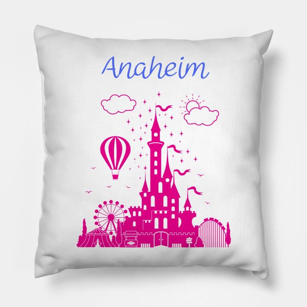 City Of Anaheim Pillow by Booze & Letters