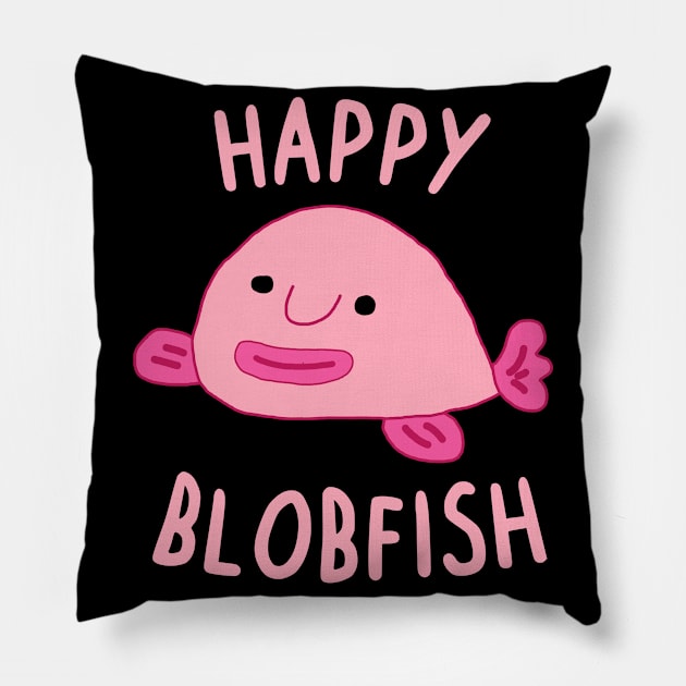 Happy blobfish cute funny sea creature animal Pillow by FindYourFavouriteDesign