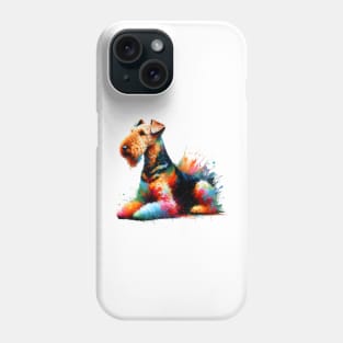 Vibrant Airedale Terrier in Artistic Splashed Paint Phone Case