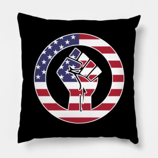 Black Lives Matter Fist Circled Flag America USA Pillow