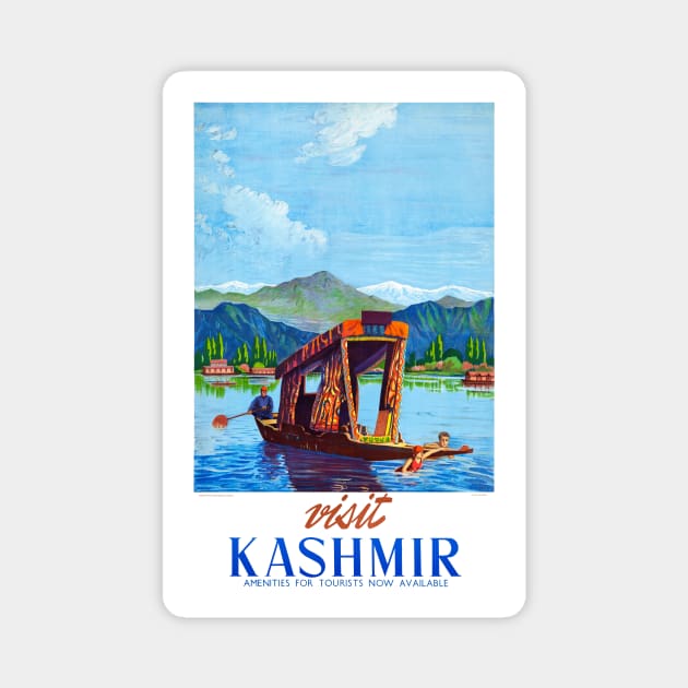 Vintage Travel Poster India Visit Kashmir Magnet by vintagetreasure