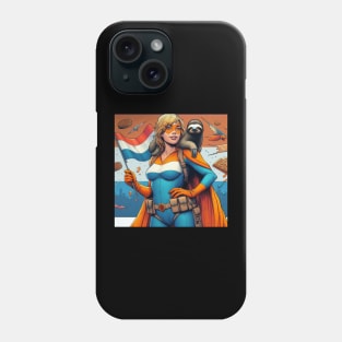 Dutch: Female 80's Comic Book Hero with Sloth Phone Case