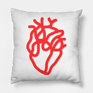 Red heart line art Pillow