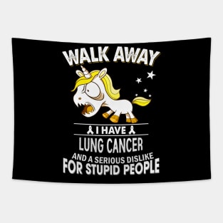 funny lung cancer grumpy unicorn warrior Tapestry