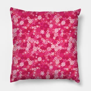 RETRO FLORAL PATTERN 70S  GROOVY PASTEL PINK HOT PINK FLOWER MARKET SCANDINAVIAN MEADOW MIDSOMMAR Pillow