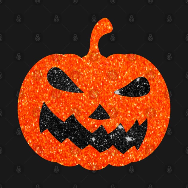 Bright Orange Faux Glitter Halloween Pumpkin Face by Felicity-K