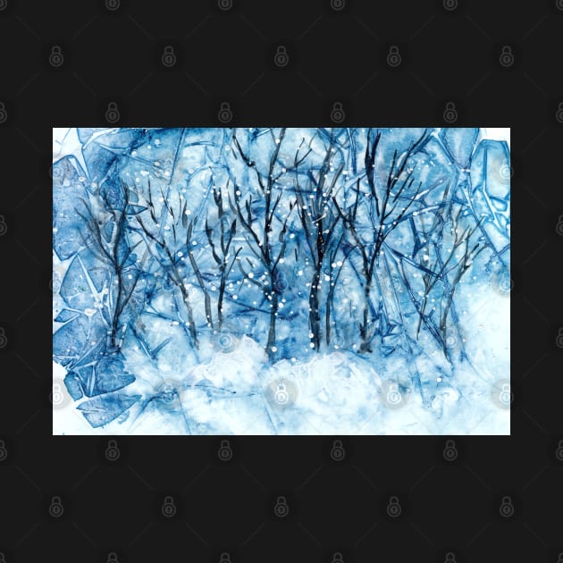 Abstract Winter Forest with Falling Snow by ConniSchaf