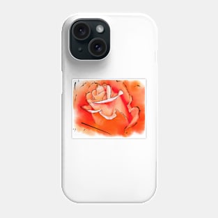 Orange Rose Bud In Abstract Watercolor Phone Case