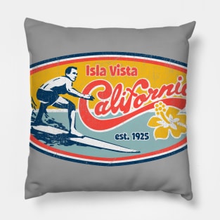 Vintage Retro Surf Style Isla Vista College Apparel design Pillow