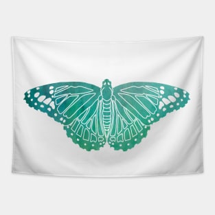 Butterfly Design in Blue and Green Paint Strokes Pattern Tapestry