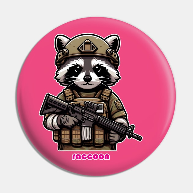 Tactical Raccoon Pin by Rawlifegraphic