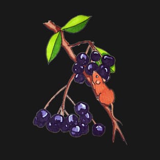 Cute Mouse Climbing Berry Branch T-Shirt