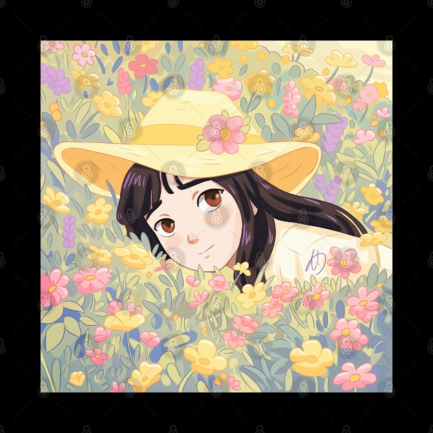 Cute girl surrounded by flowers by YaraGold