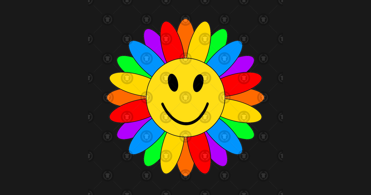 Rainbow Smiley Flower Rainbow Sticker TeePublic