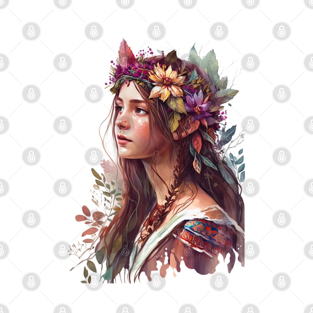 Watercolor Boho Princess #1 by Chromatic Fusion Studio