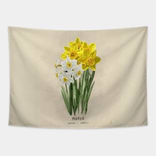 March Flower Birth Month Illustration Tapestry