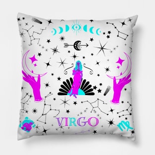 Virgo Zodiac Design Black Stars Pillow