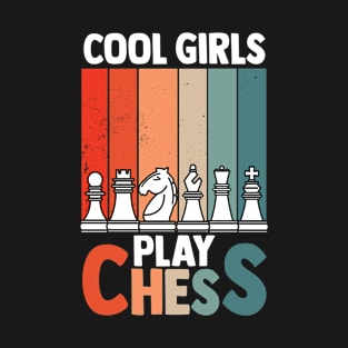 Chess Player Board Game | Retro Cool Girls Play Chess T-Shirt