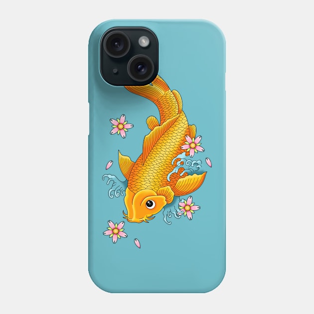 Koi Fish with Cherry Blossoms Phone Case by Tanisha Vidale