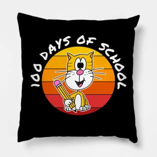 100 Days Of School Cat Kindergarten Teacher 2023 Pillow