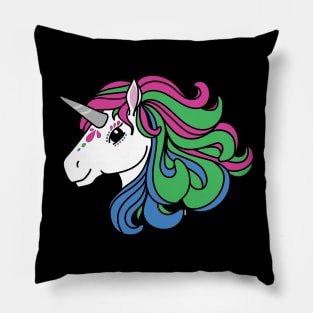 Rainbow Unicorn, Polysexual Pride Pillow