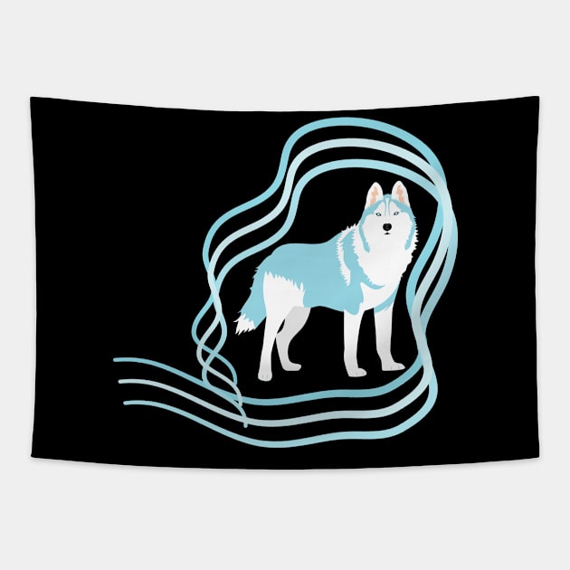 Wavy Siberian Husky Tapestry by LulululuPainting