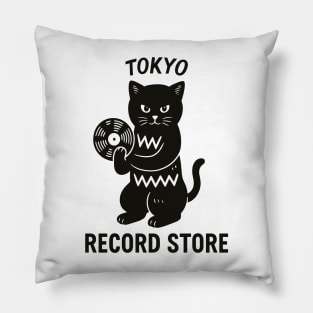 Tokyo Record Store Cat CD V1 – Japanese Vaporwave Aesthetic Retro Music Art Pillow