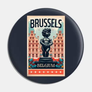 A Vintage Travel Art of Brussels - Belgium Pin