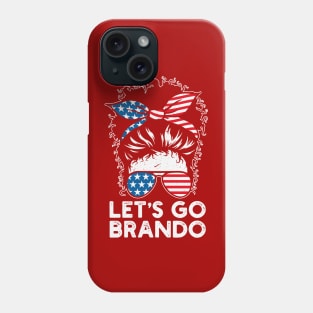 Messy Bun Lets Go Brandon Destressed Flag Phone Case