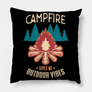 Campfire Outdoor Vibes Camping Hikers Pillow