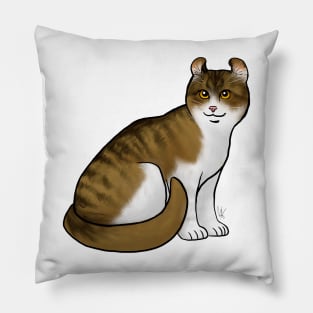 Cat - American Curl - Shorthair White and Tabby Pillow