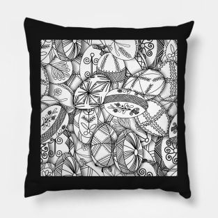 polish easter eggs black and white pisanki Pillow