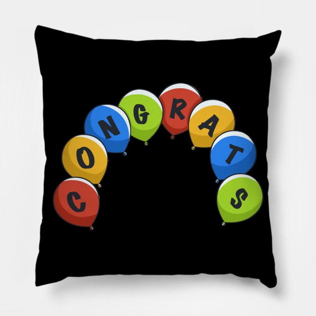 Congratulations Balloon - Balloons Pillow by fromherotozero