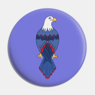 Blue, red and white starry eagle Pin