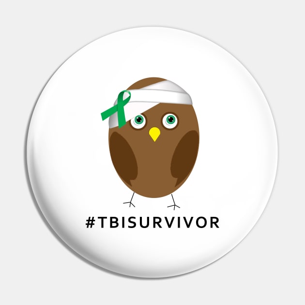 Owl TBI  Survivor Shirt Pin by survivorsister