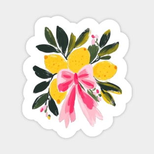 Lemon Branches Tied with Pink Bow Magnet