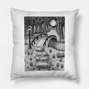 Winter Night Fantasy Landscape Pillow