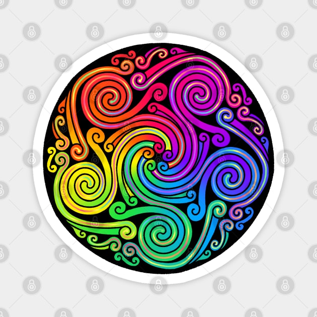 Celtic Rainbow Spirals Magnet by Beth Wilson