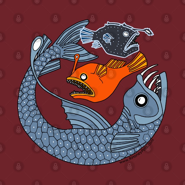 Anglerfish Trio in Color by R Honey Pots