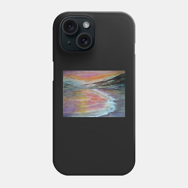 Stunning Sunrise Over a Beach Landscape Painting Phone Case by Aryxaba