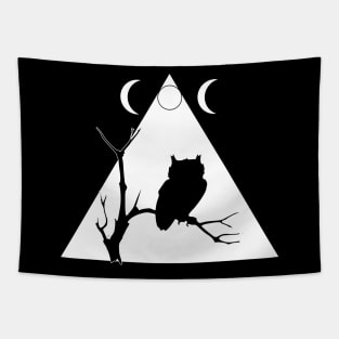 Owl and triple moon Tapestry